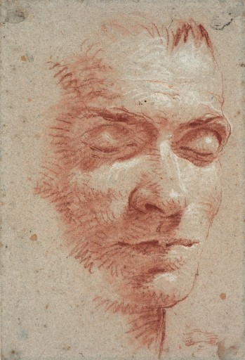 Giovanni Battista Tiepolo, "Kopf eines Mannes mit geschlossenen Augen", um 1750 © Sammlung Klüser, München, 2013 Foto: Mario Gastinger