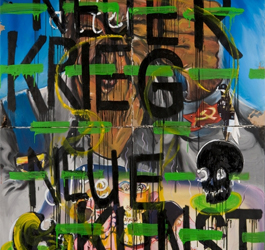 Jörg Immendorff & Felix Droese Neuer Krieg Neue Kunst, 1974 Mischtechnik auf vier Leinwänden, je 99 x 99 cm Museum der Moderne Salzburg – Leihgabe der Sammlung MAP © Bildrecht, Wien, 2013